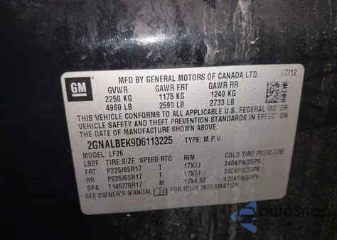 2013 Chevrolet Equinox Ls z USA, uszkodzony, nr VIN 2GNALBEK9D6113225